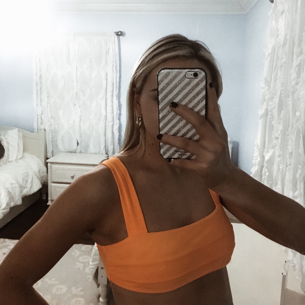 neon orange bikini top with padding